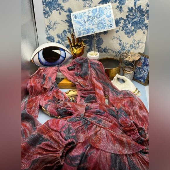 🆕 PATBO 🧿 NWOT Twist Metallic Ruched Gown, Pink - Sz BR 36 US 4 - Picture 13 of 14